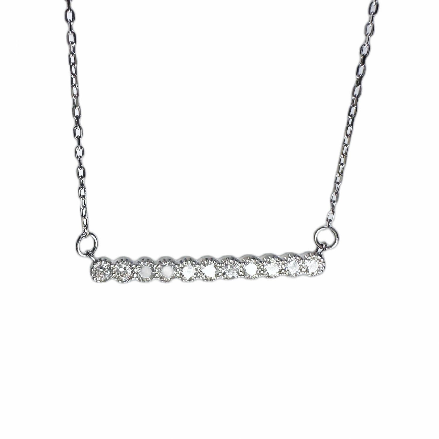 Sterling Bar Necklace with Bezel Stones
