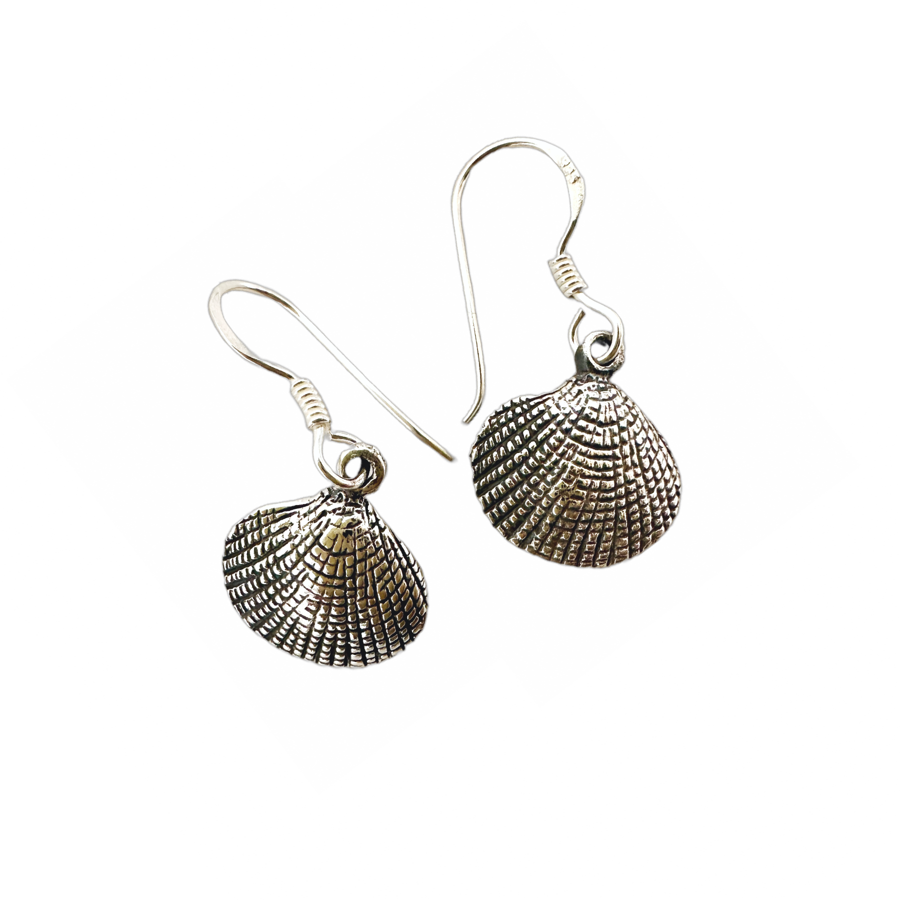 Silver Sea Shell Drop Earrings