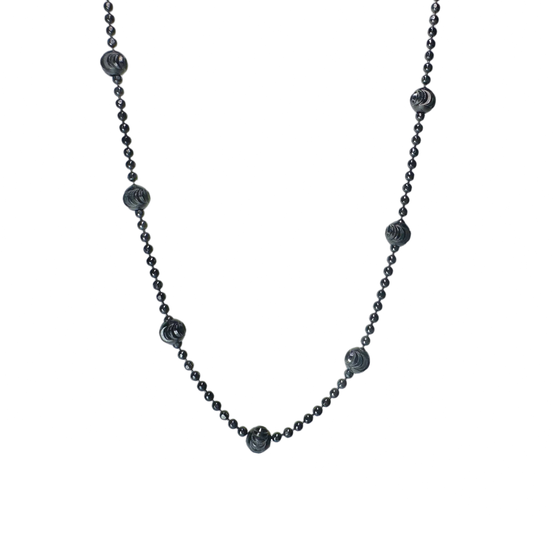 "Pluto" Black Silver Beaded Chain Necklace