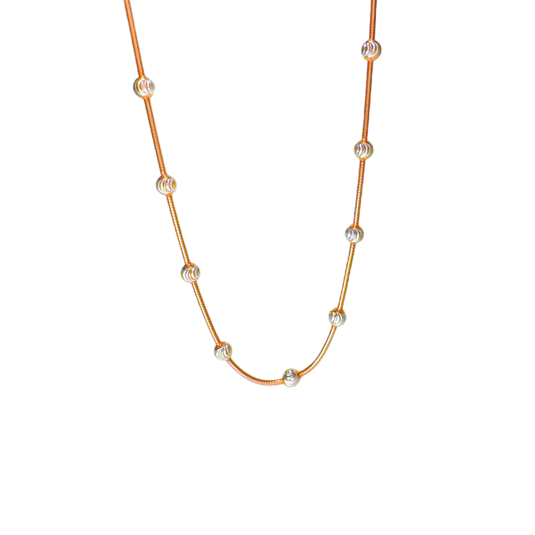 "Luna" Two-Tone Sterling & Rosy Chain Necklace 30 inch