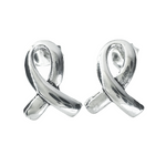 Sterling Silver Ribbon Stud Earrings
