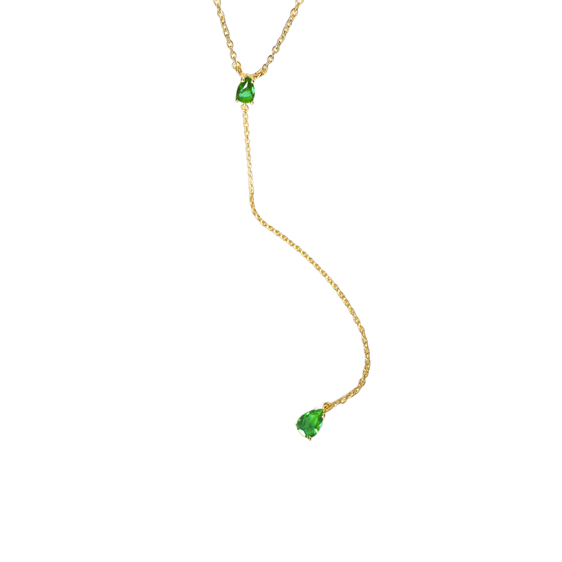 Green Stone Lariat Necklace