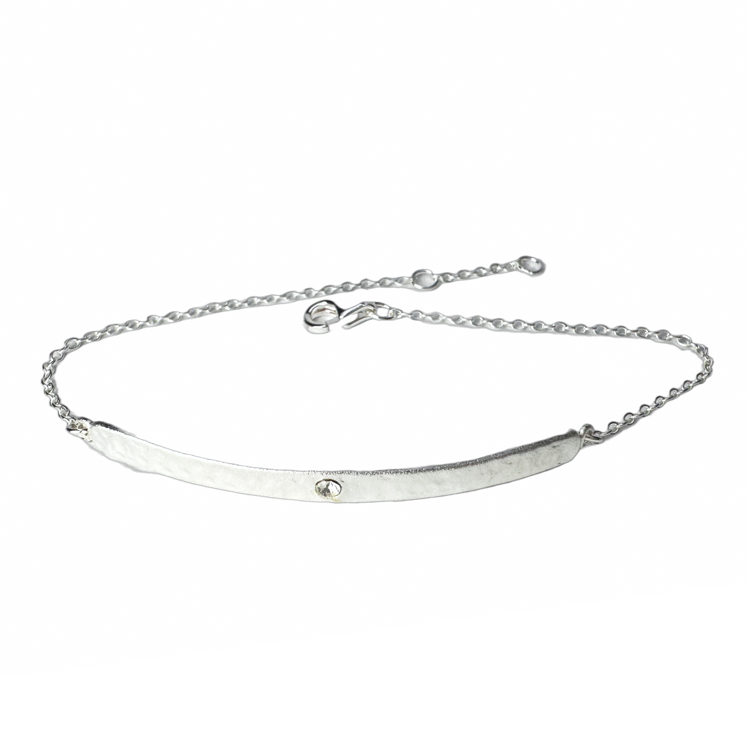 Hammered Matte Bar Bracelet with CZ