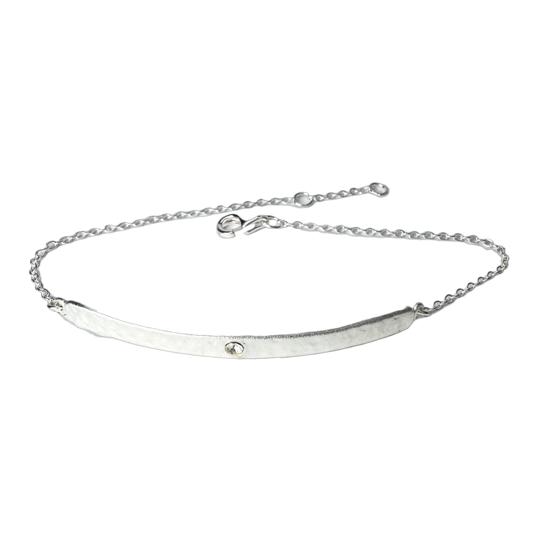 Hammered Matte Bar Bracelet with CZ