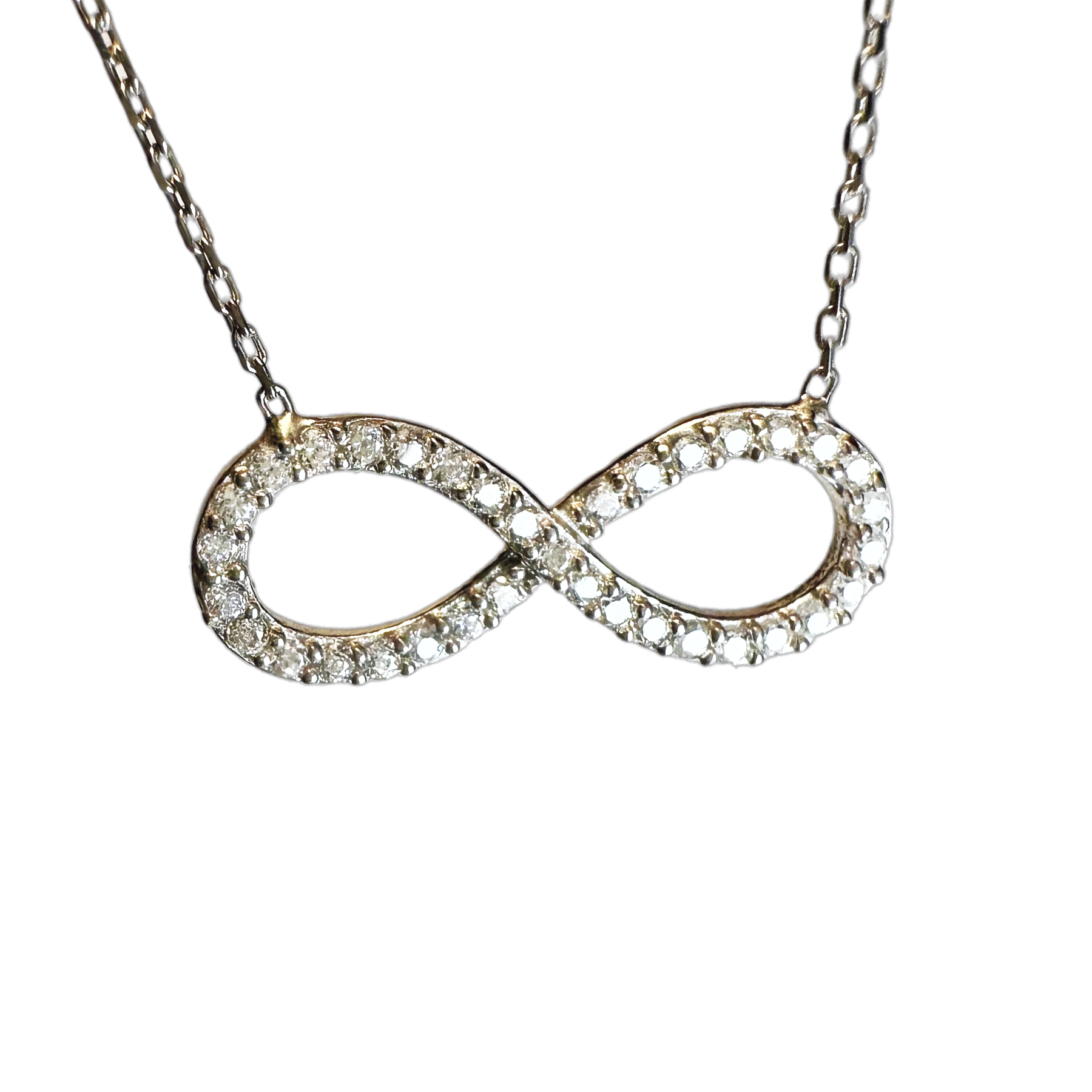 "Infinite Sparkle" Sterling Infinity Necklace CZ Stones