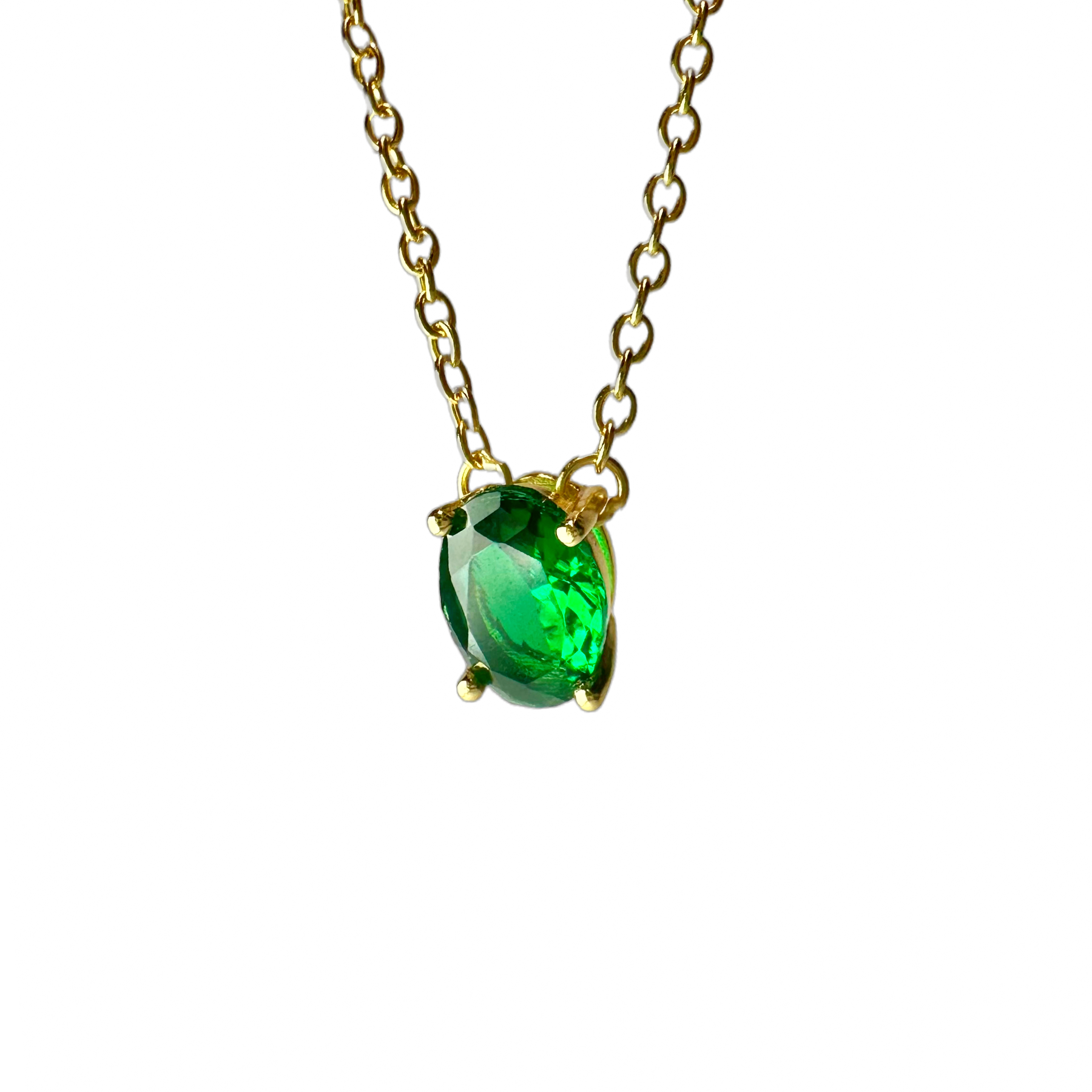 Green Oval Stone Pendant Necklace