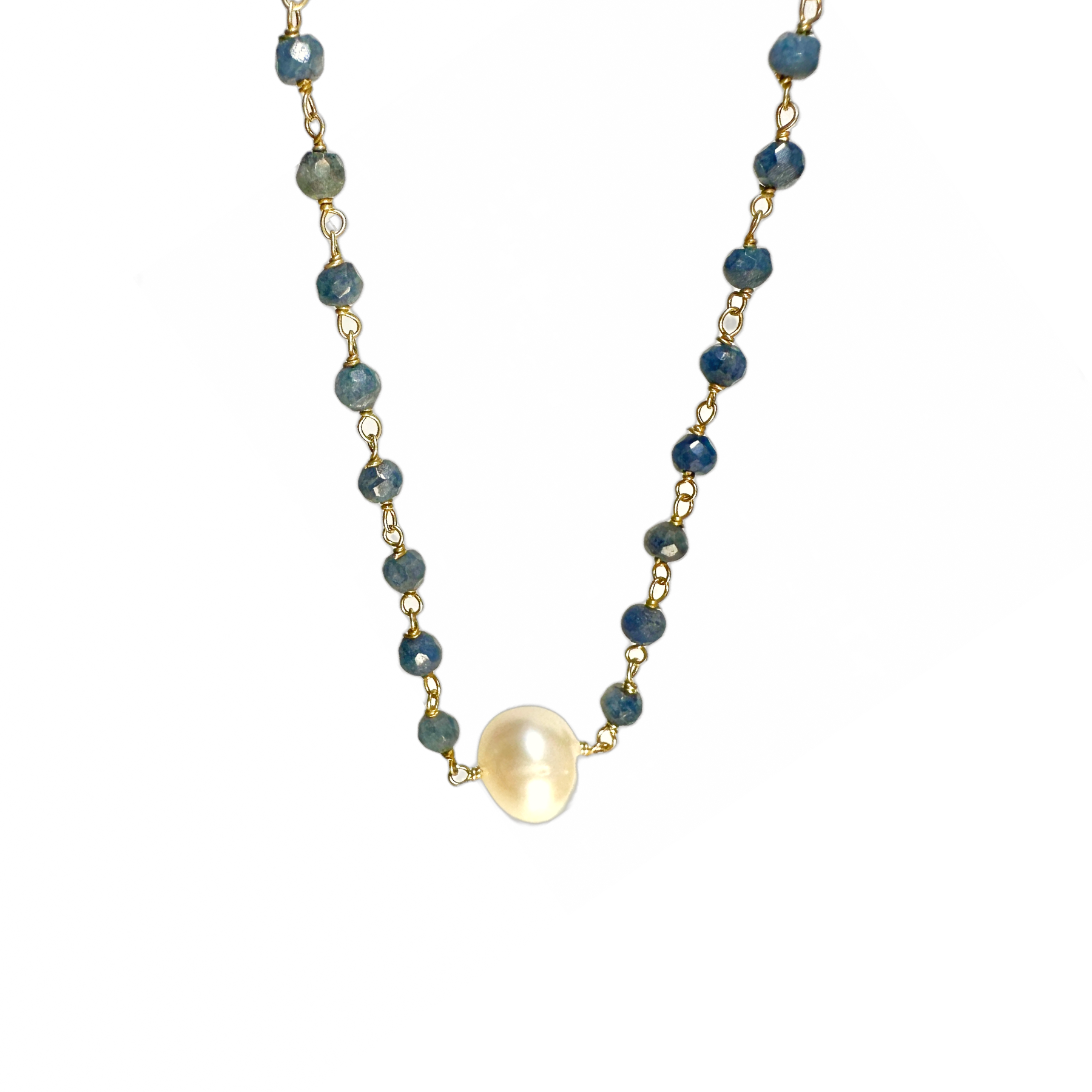 Freshwater Pearl Sapphire Lapis Necklace