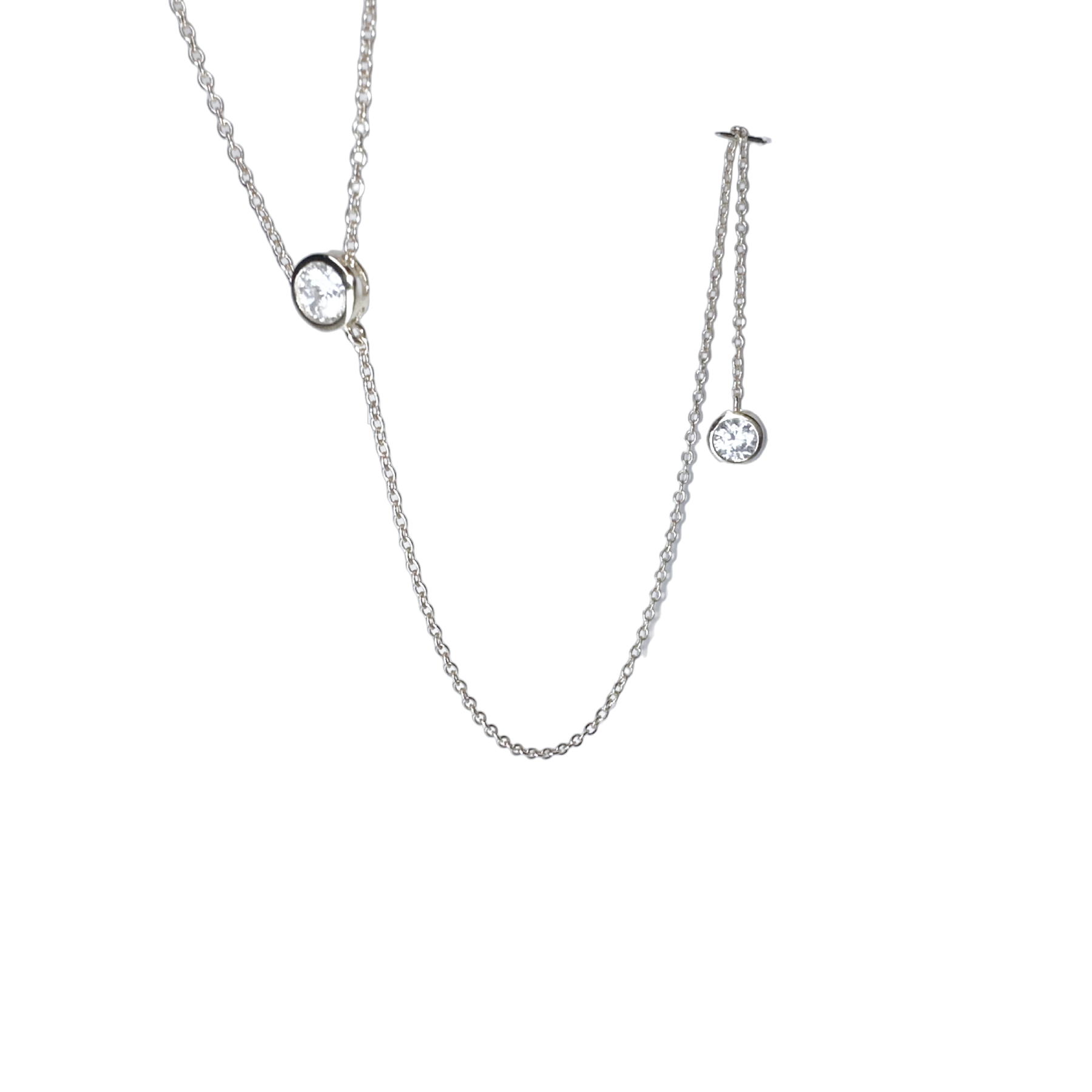 Sterling Silver Solitaire CZ Lariat Necklace