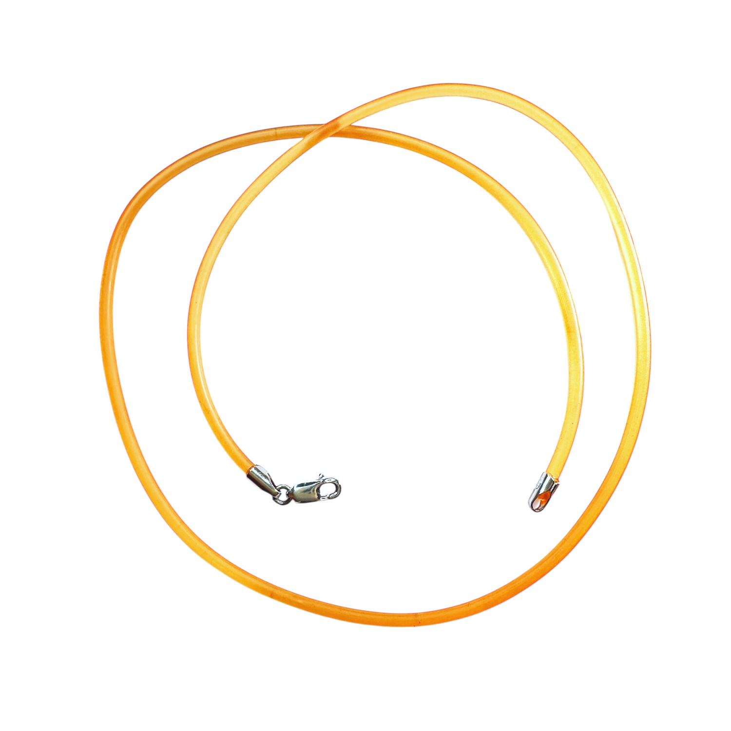 Orange Cord Strand Choker Necklace with 925 Sterling Silver Clasp