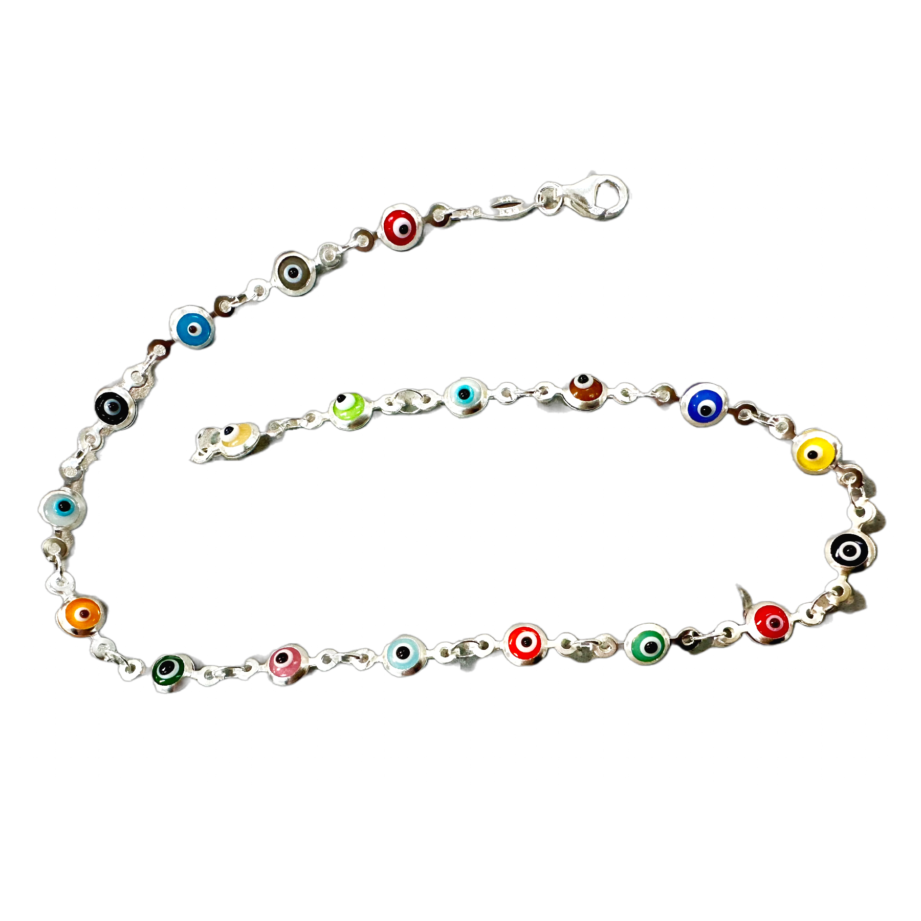 Sterling Evil Eye Anklet Bracelet