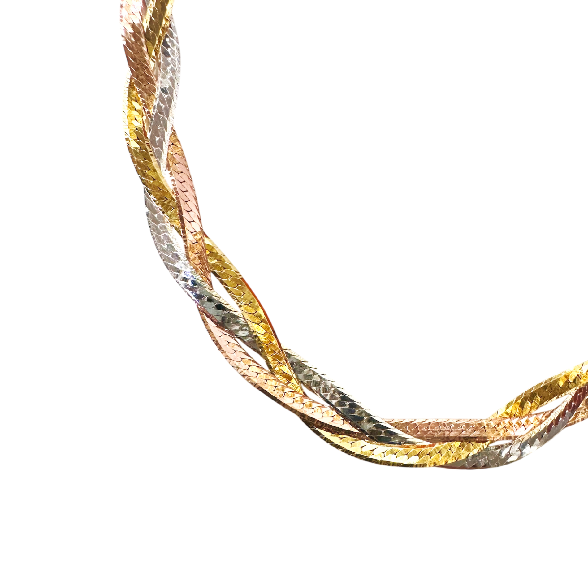 Three Tone Silver Braided Necklace