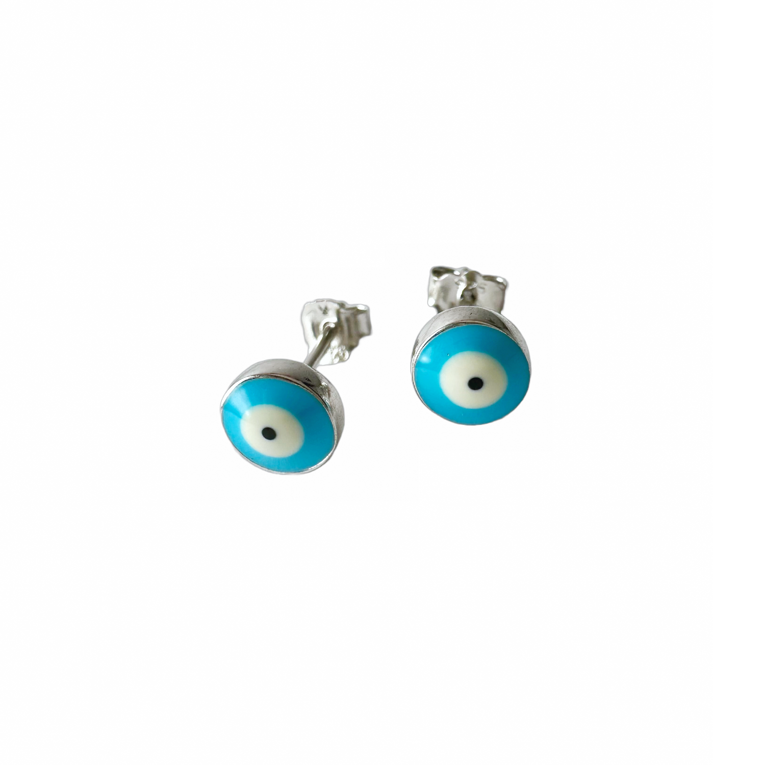 Sterling Blue Eye Stud Earrings