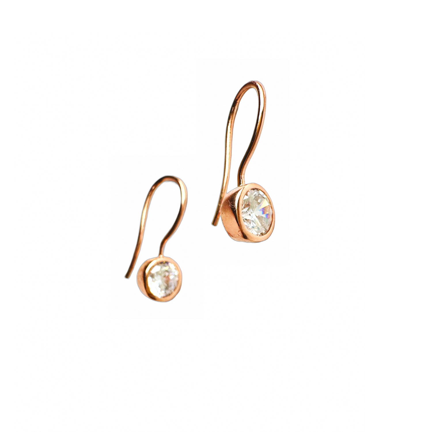 Rose Gold Drop Bezel Earrings