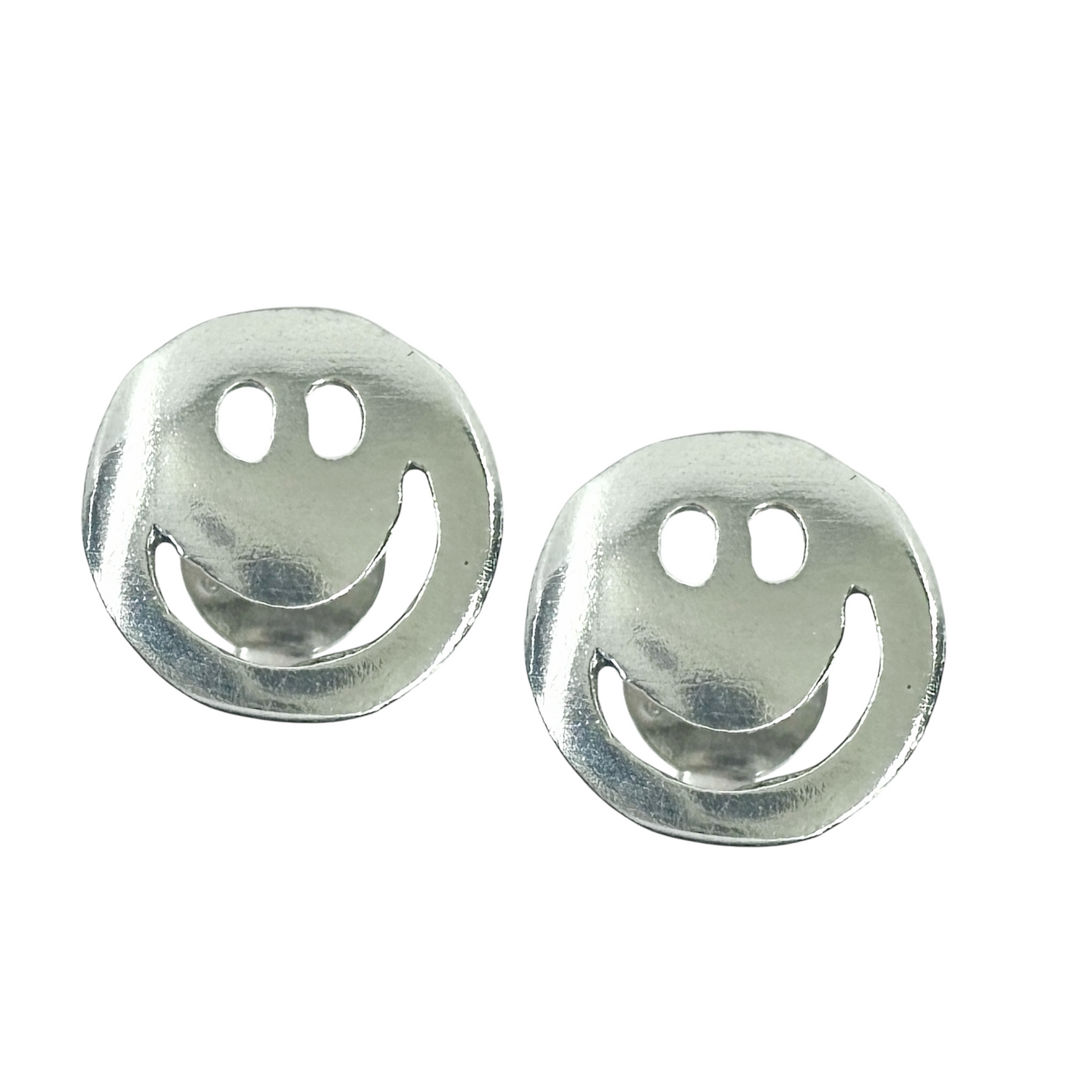 Sterling Silver Happy Face "Smiley Emoji" Stud Earrings