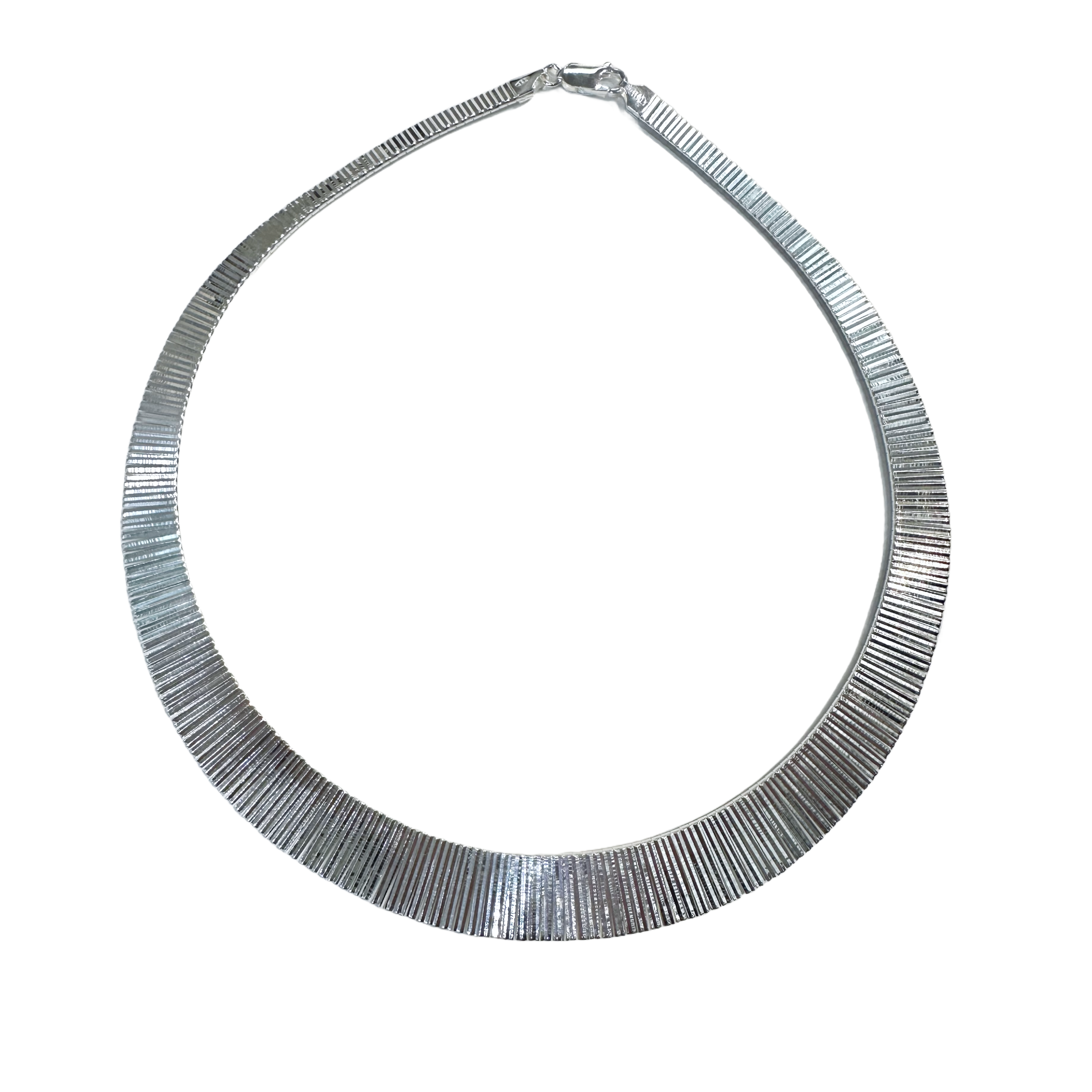 Silver Fringe Modern Herringbone Necklace