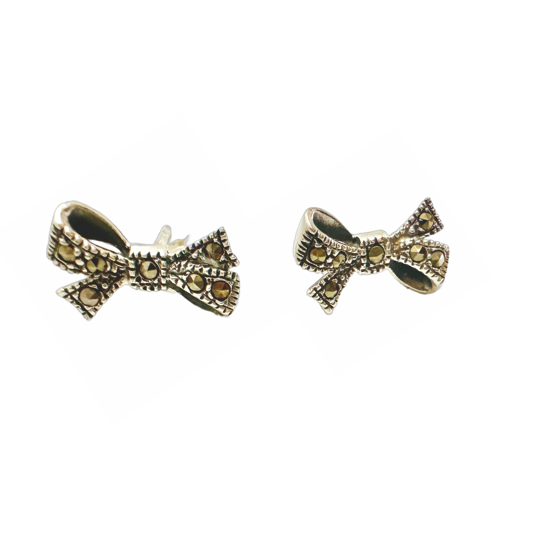Dark Ribbon Bow Stud Earrings