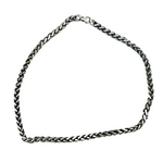 Gunmetal Silver Wheat Chain Necklace