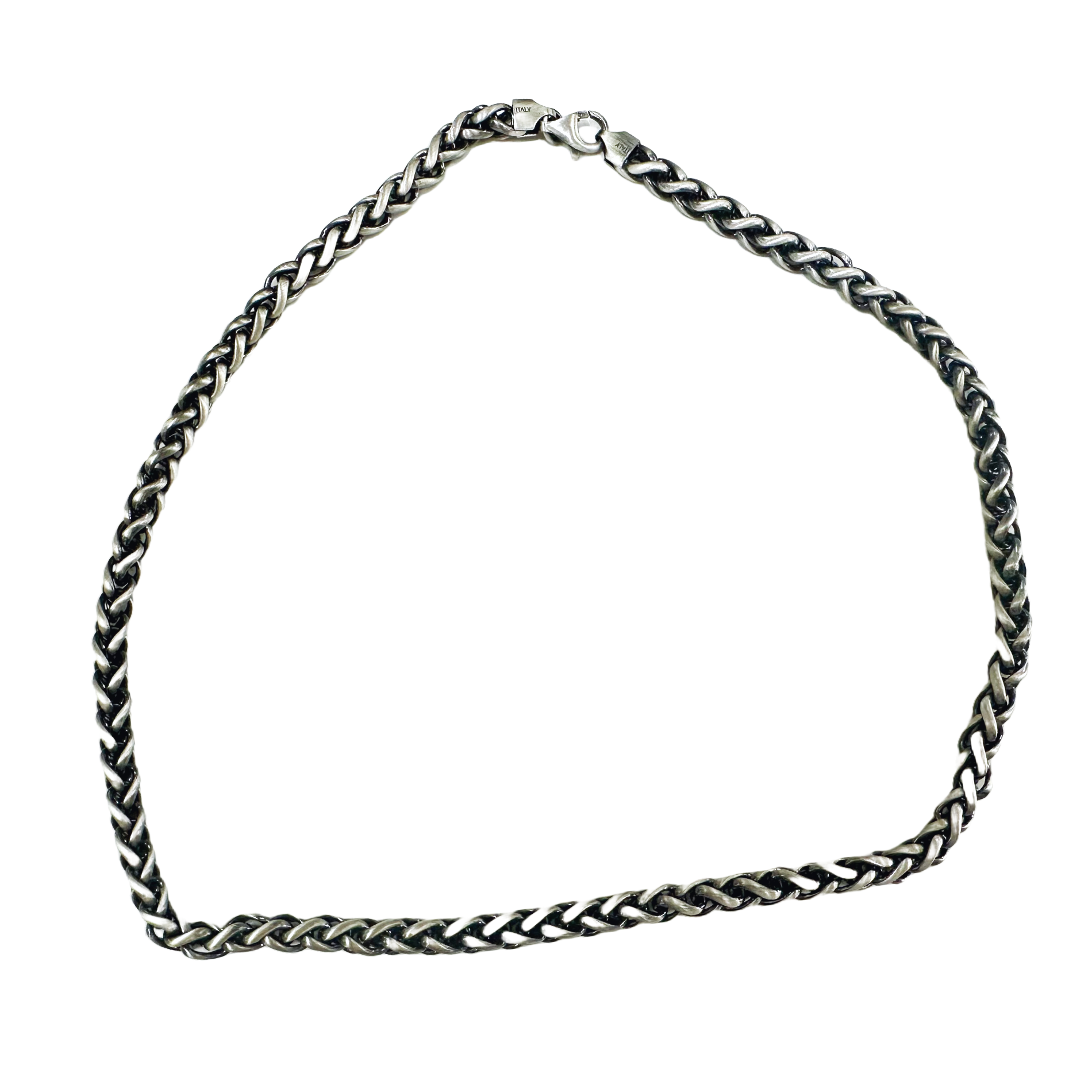 Gunmetal Silver Wheat Chain Necklace