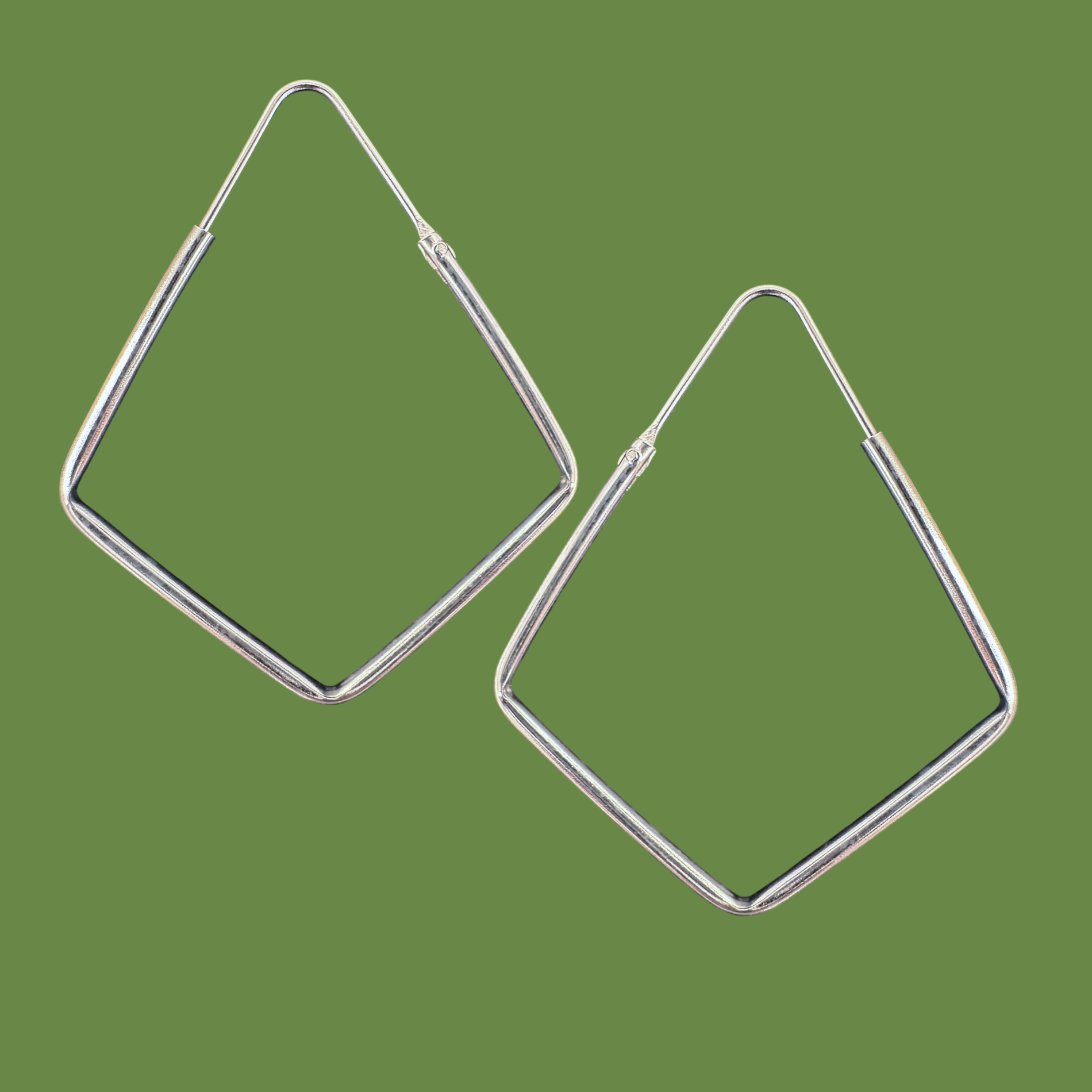 Diamond-Shape Square Hoop Earrings