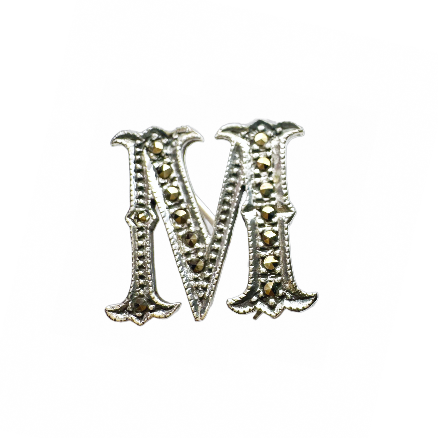 Alphabet Marcasite Brooch Pin