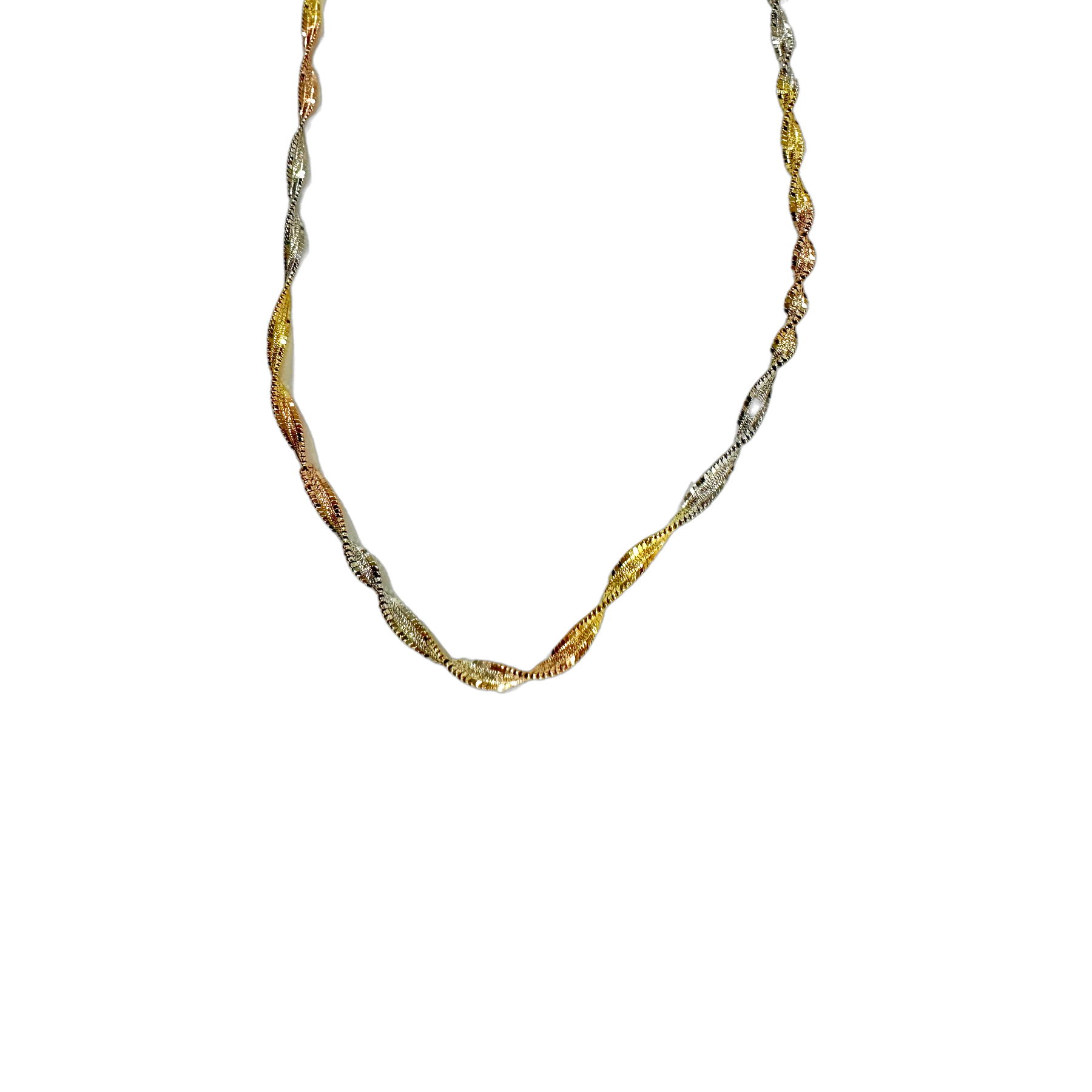 Rainbow Wavy Three Tone Chain Necklace