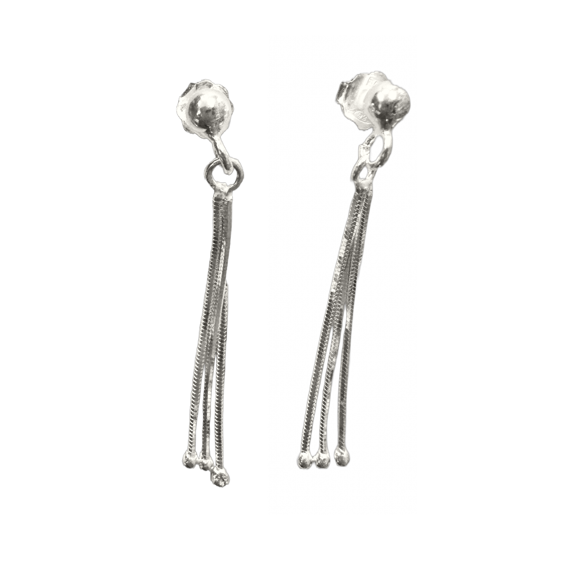Sterling Tassel Chain Dangle Drop Earrings
