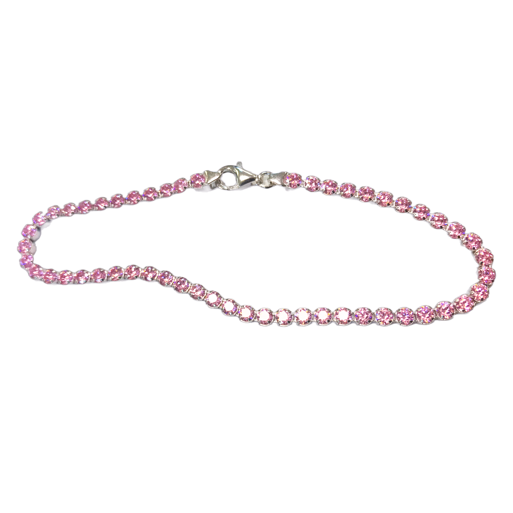 Sterling Silver Pink CZ Tennis Bracelet