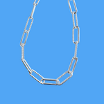 Sterling Silver PaperClip Long Link Necklace