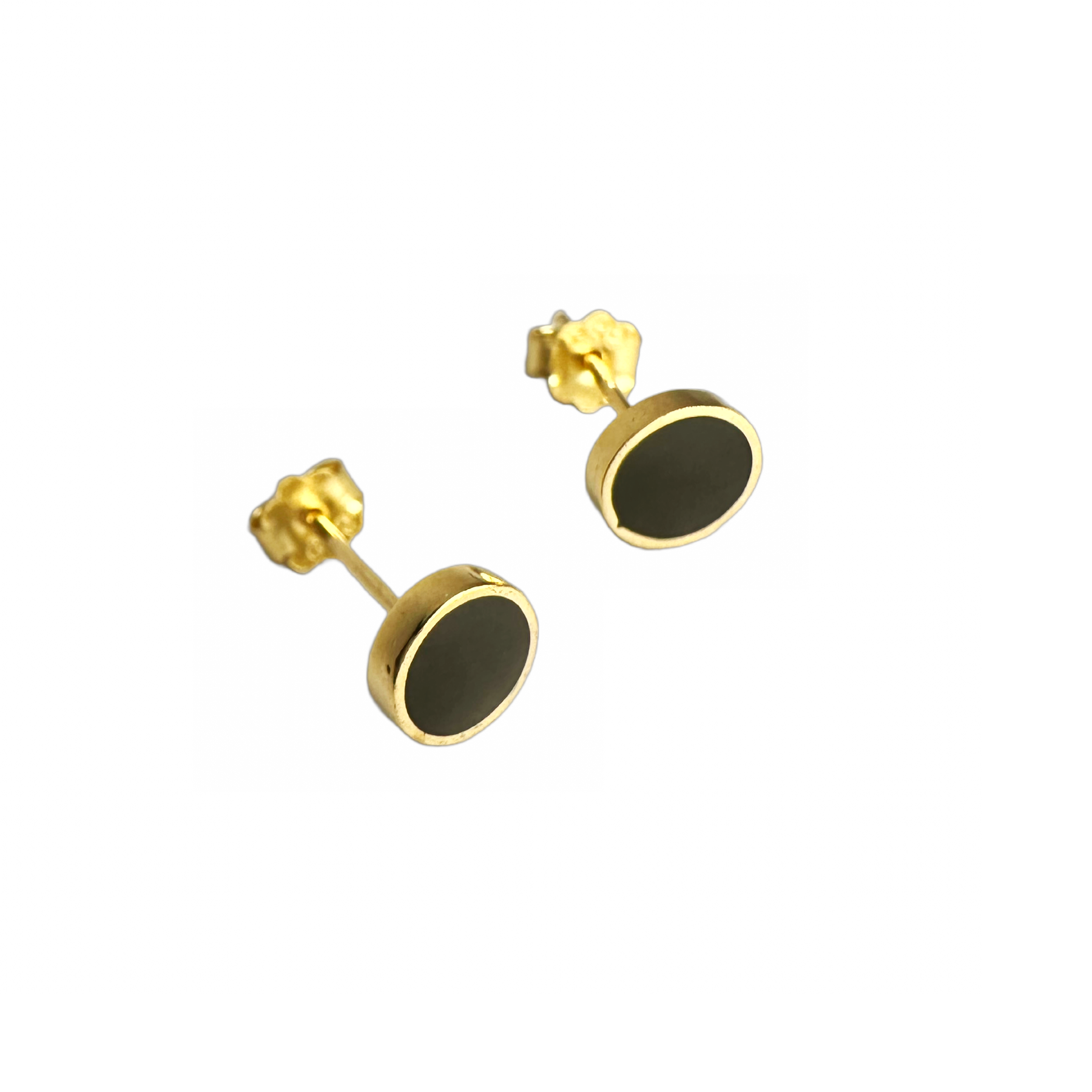 Gold-Dipped Pink Enamel Bezel Stud Earrings