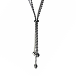 Sterling and Black Lariat Necklace