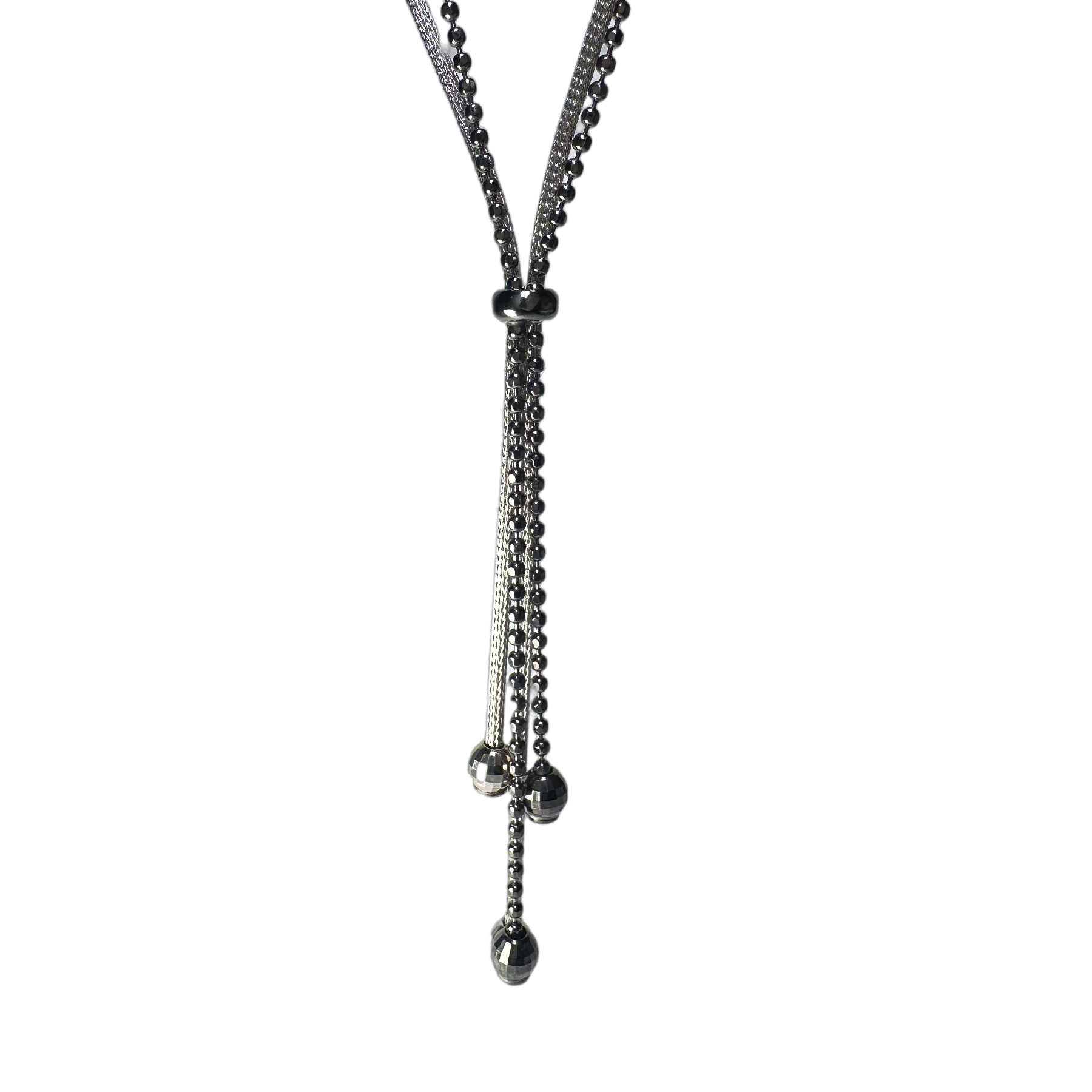 Sterling and Black Lariat Necklace