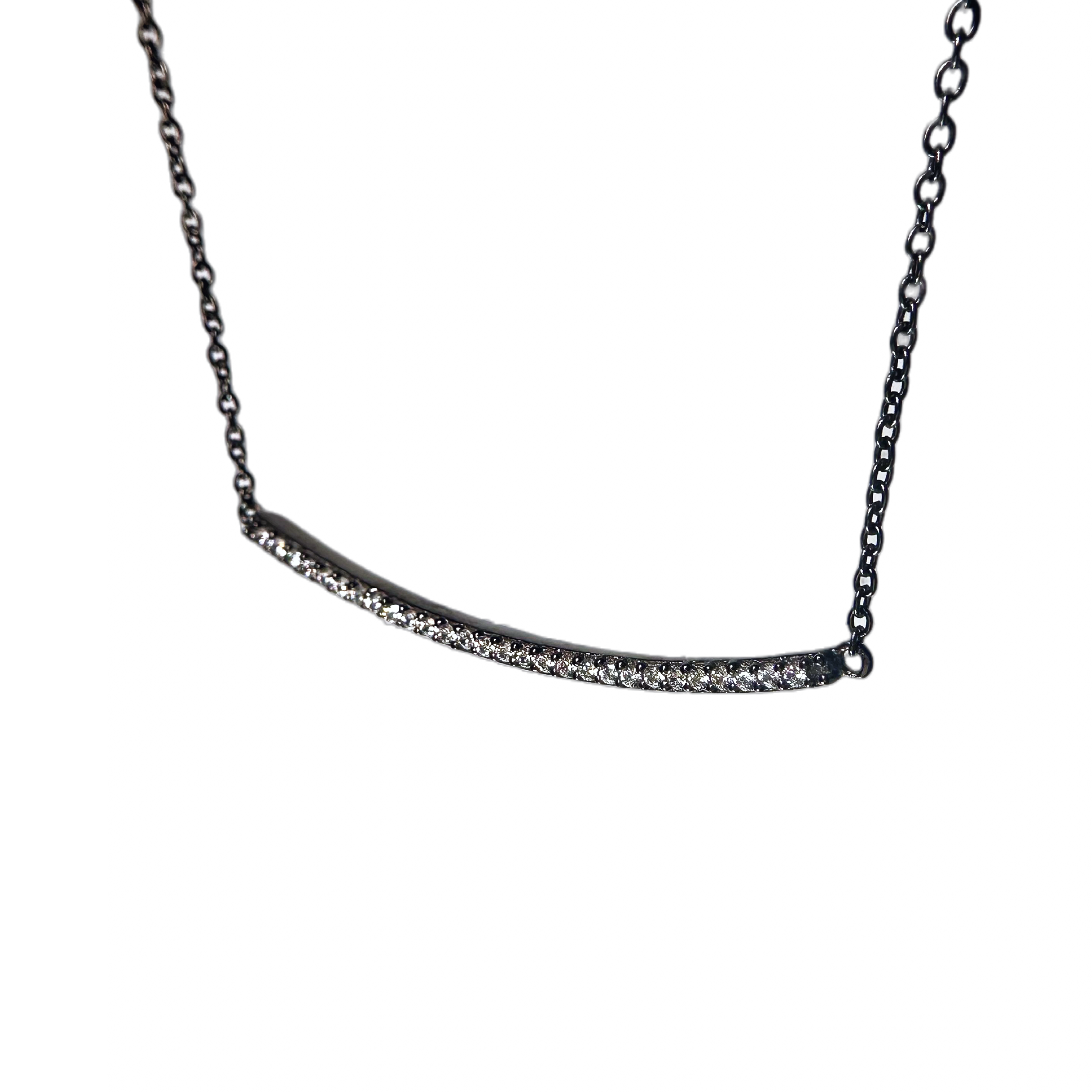 "Sparkle Bar" CZ Bar Pendant Necklace Sterling Silver