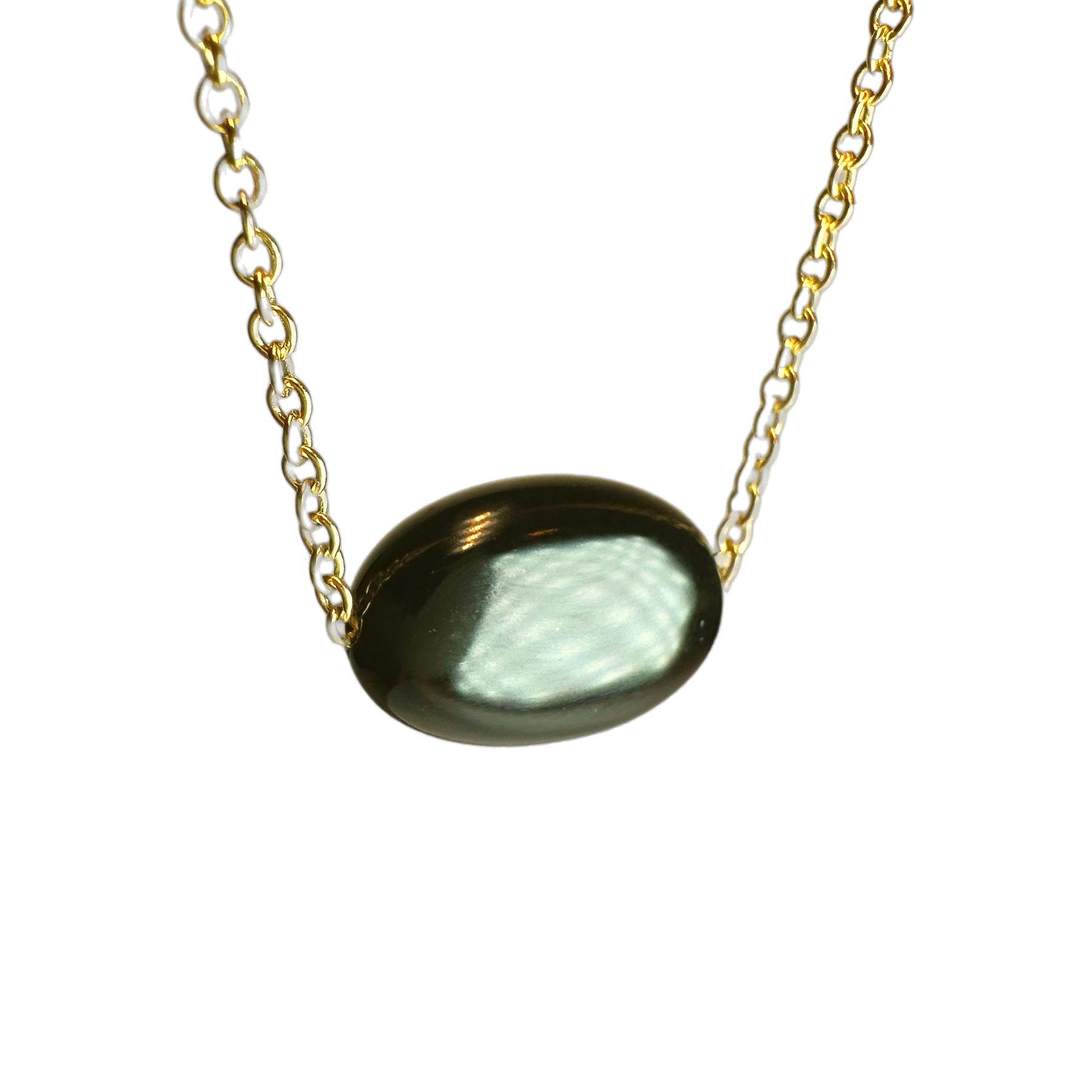 Gold-Dipped Natural Onyx Stone Necklace