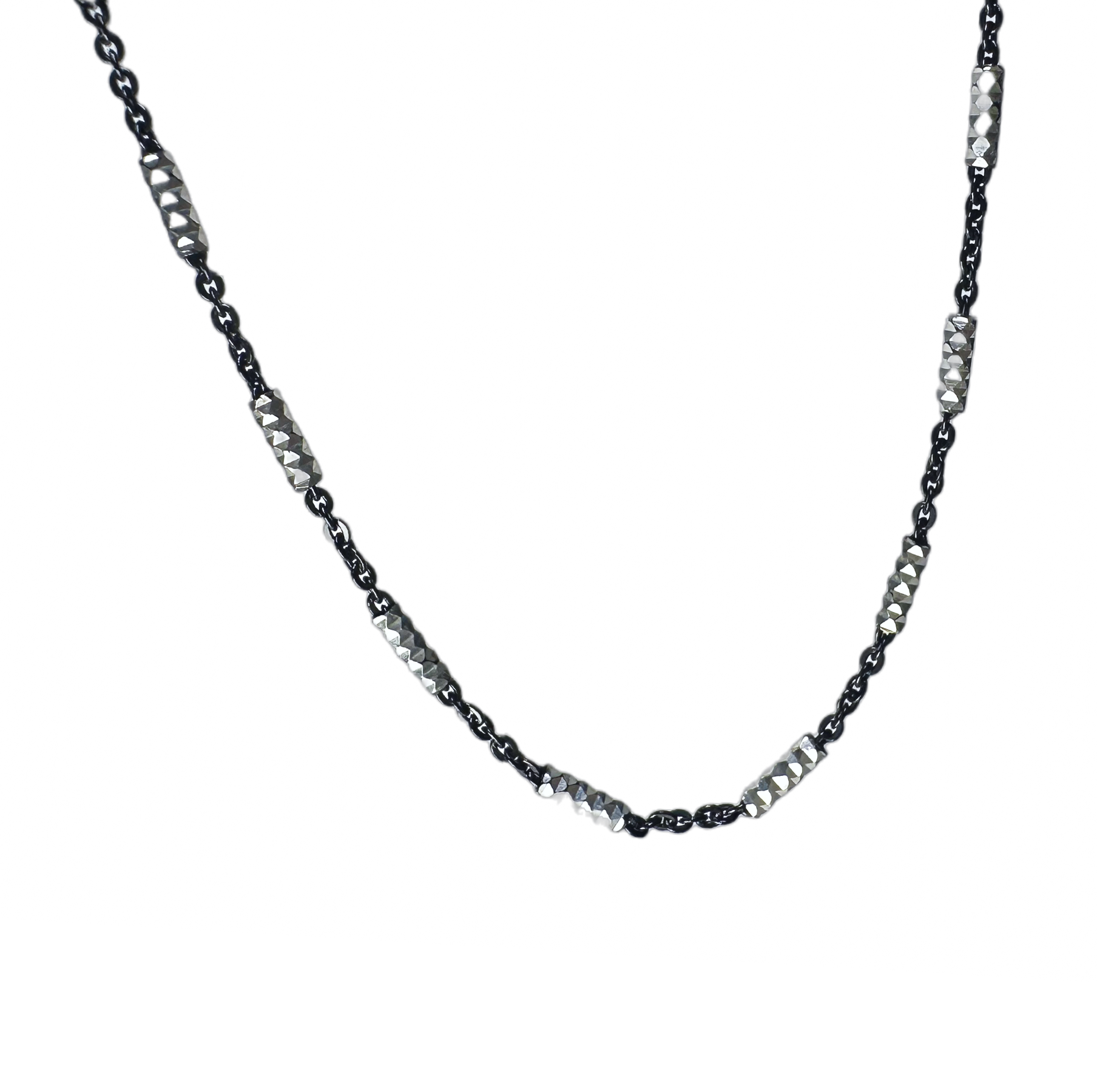 Two-Tone Sterling & Black Chain Necklace