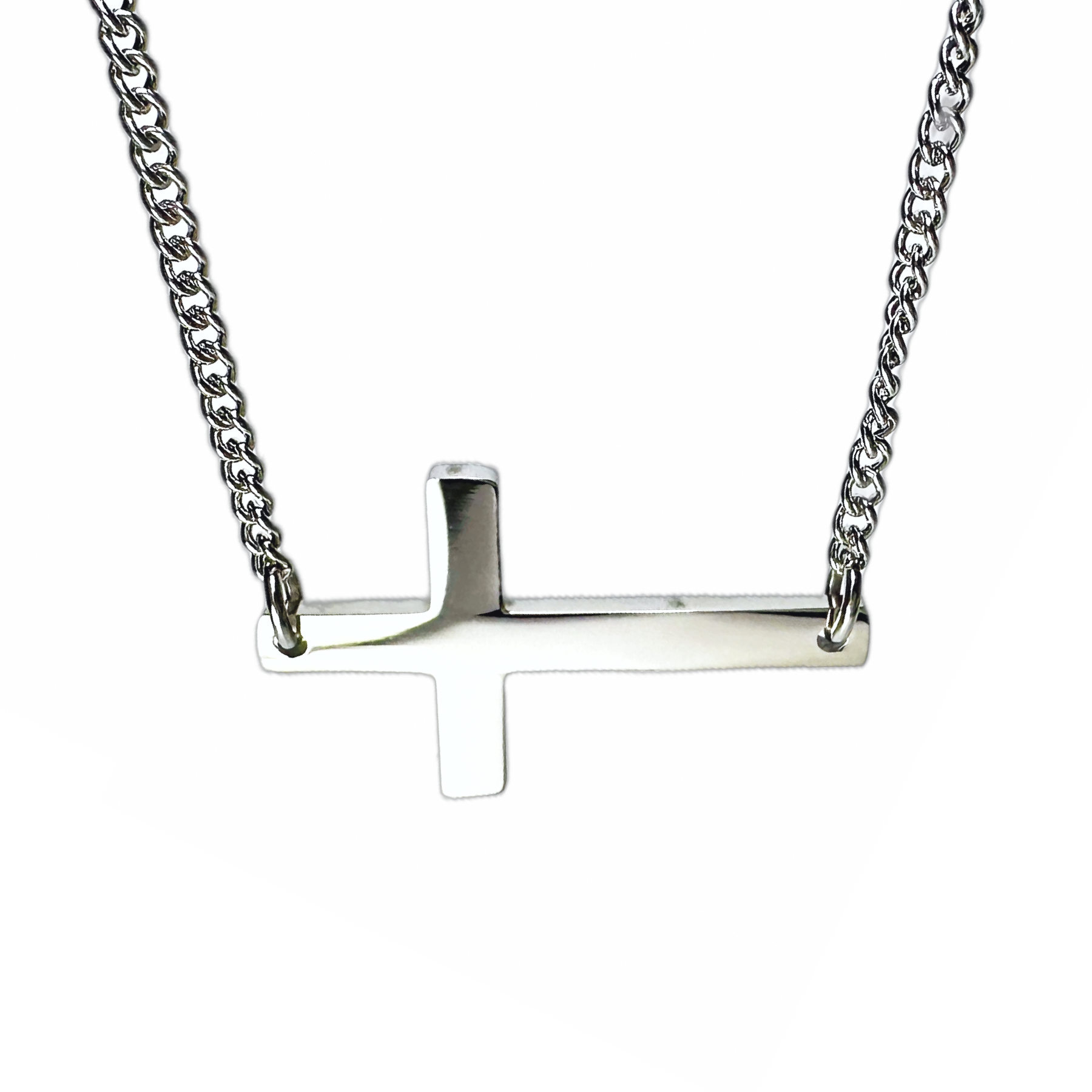 Stainless Steel Horizontal Cross Necklace