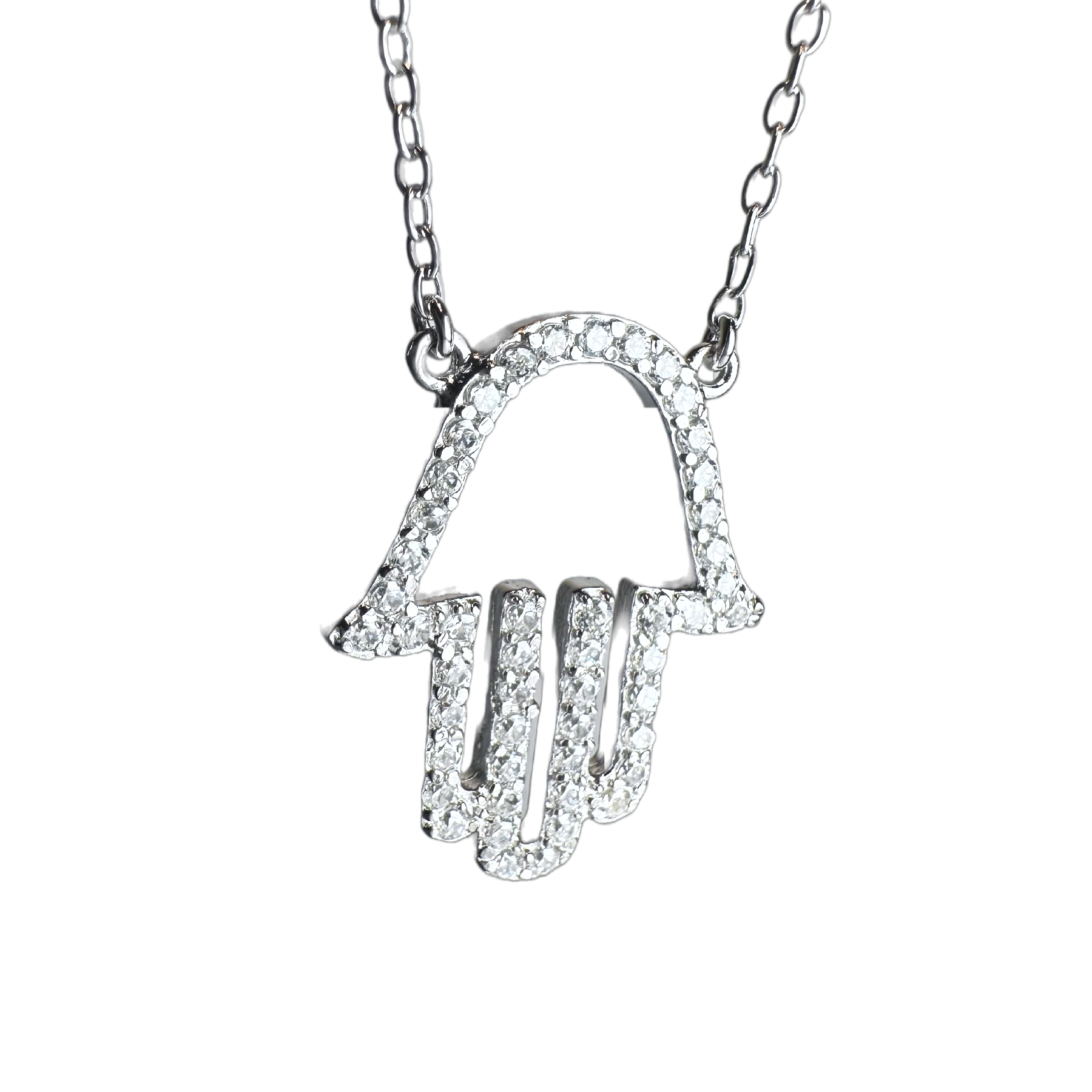 "Hand of Glam" Gold-Dipped Hamsa CZ Necklace