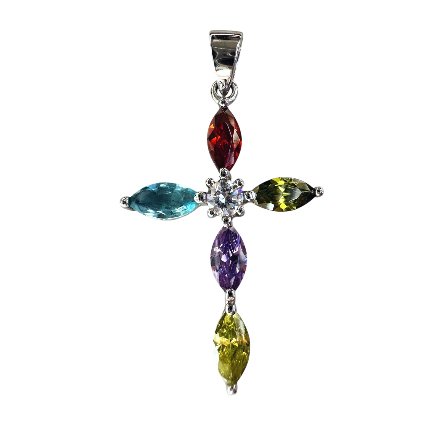 Silver CZ Cross Pendant