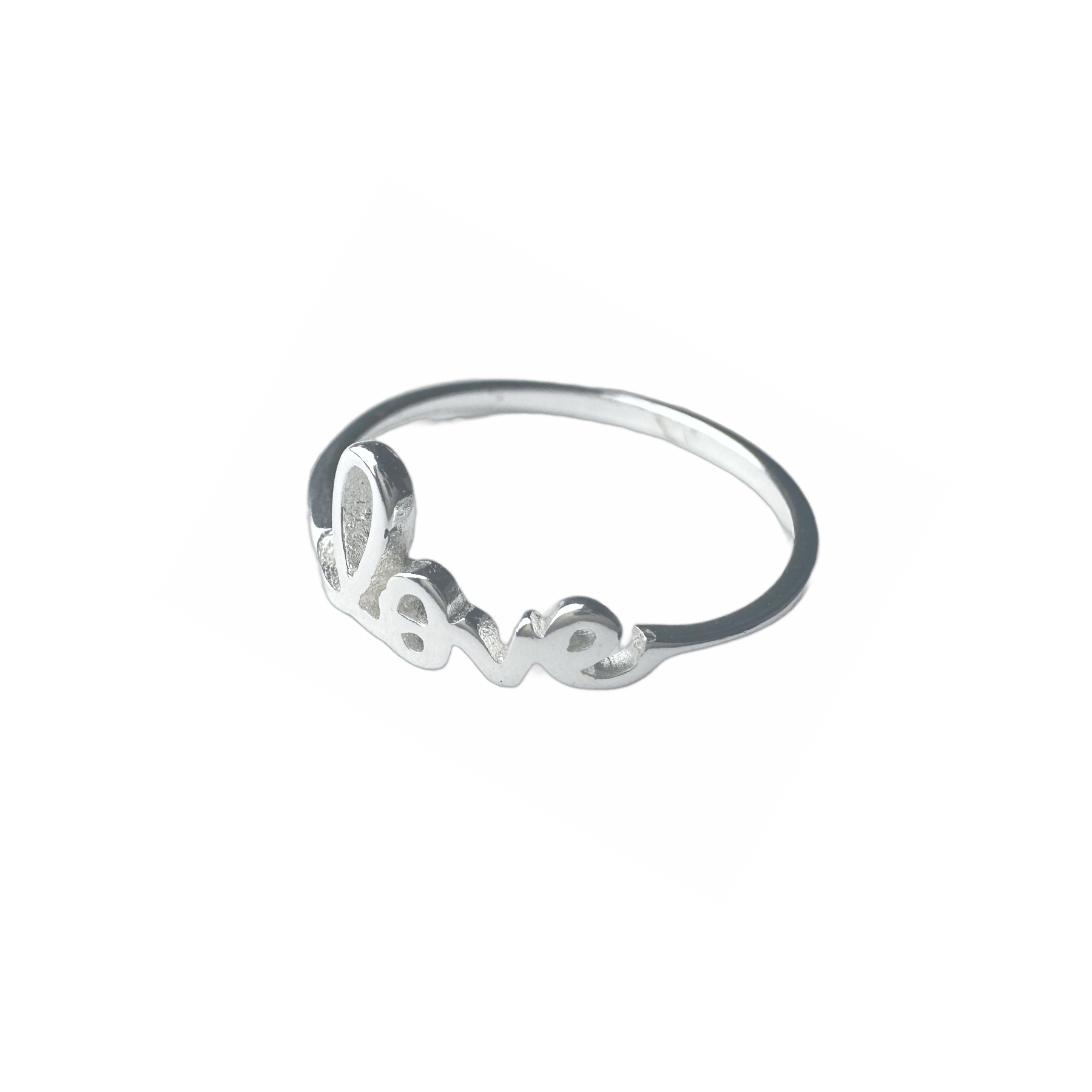 Sterling Silver "Mini Love" Script Ring