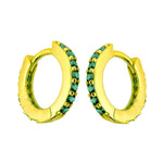 Gold-Dipped Blue CZ Huggie Mini Hoops Earrings