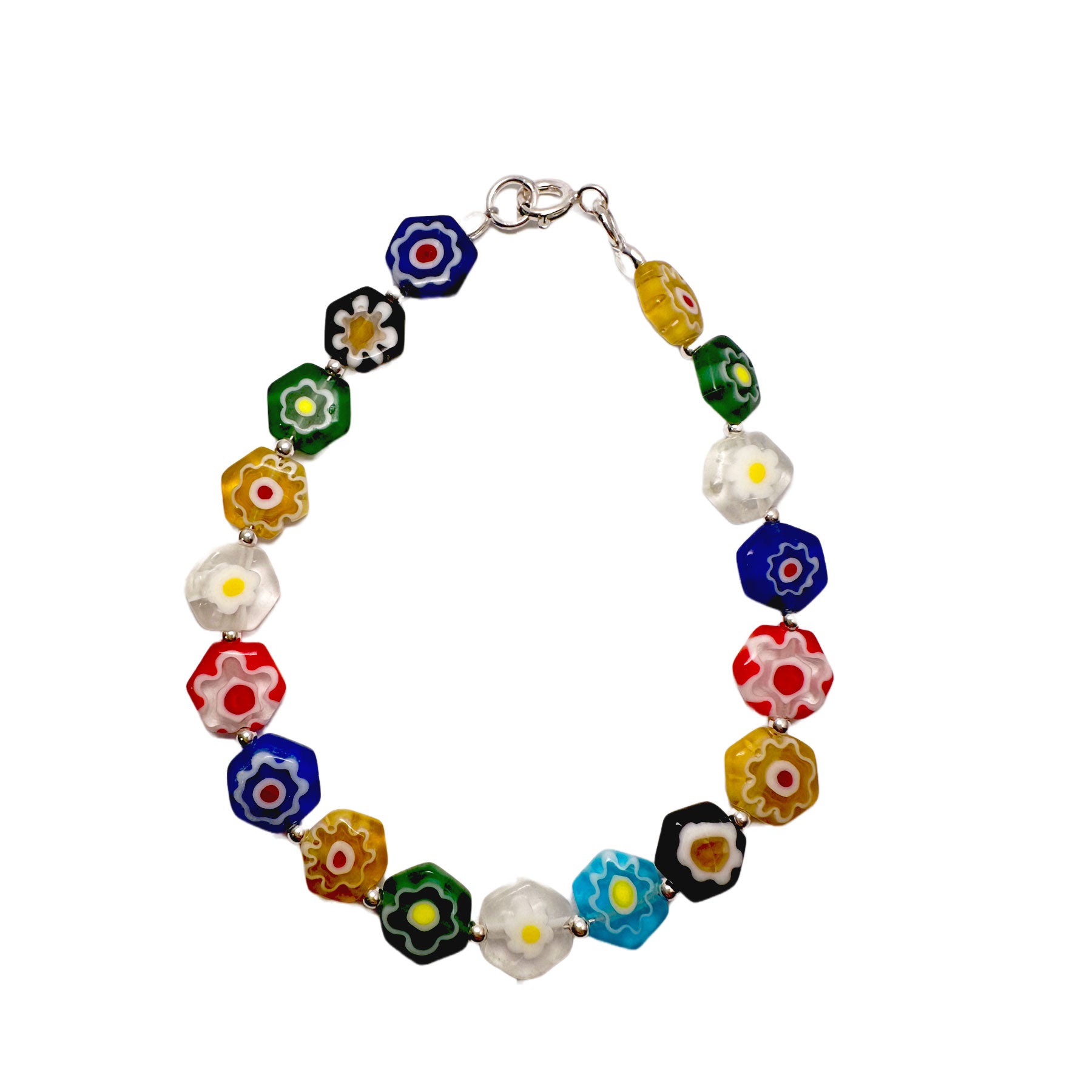 Rainbow Flower Bead Bracelet