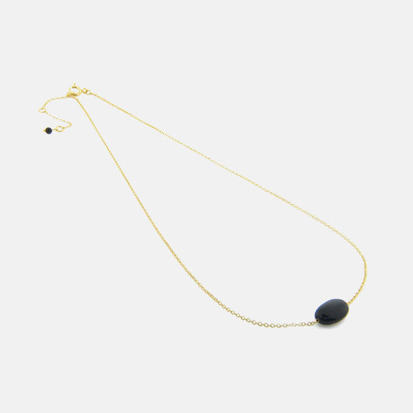 "Ooh-La-La Onyx" Gold-Dipped Onyx Stone Necklace 16-18 inch