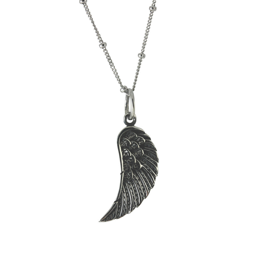 Soaring Angel Feather Wing Pendant Necklace