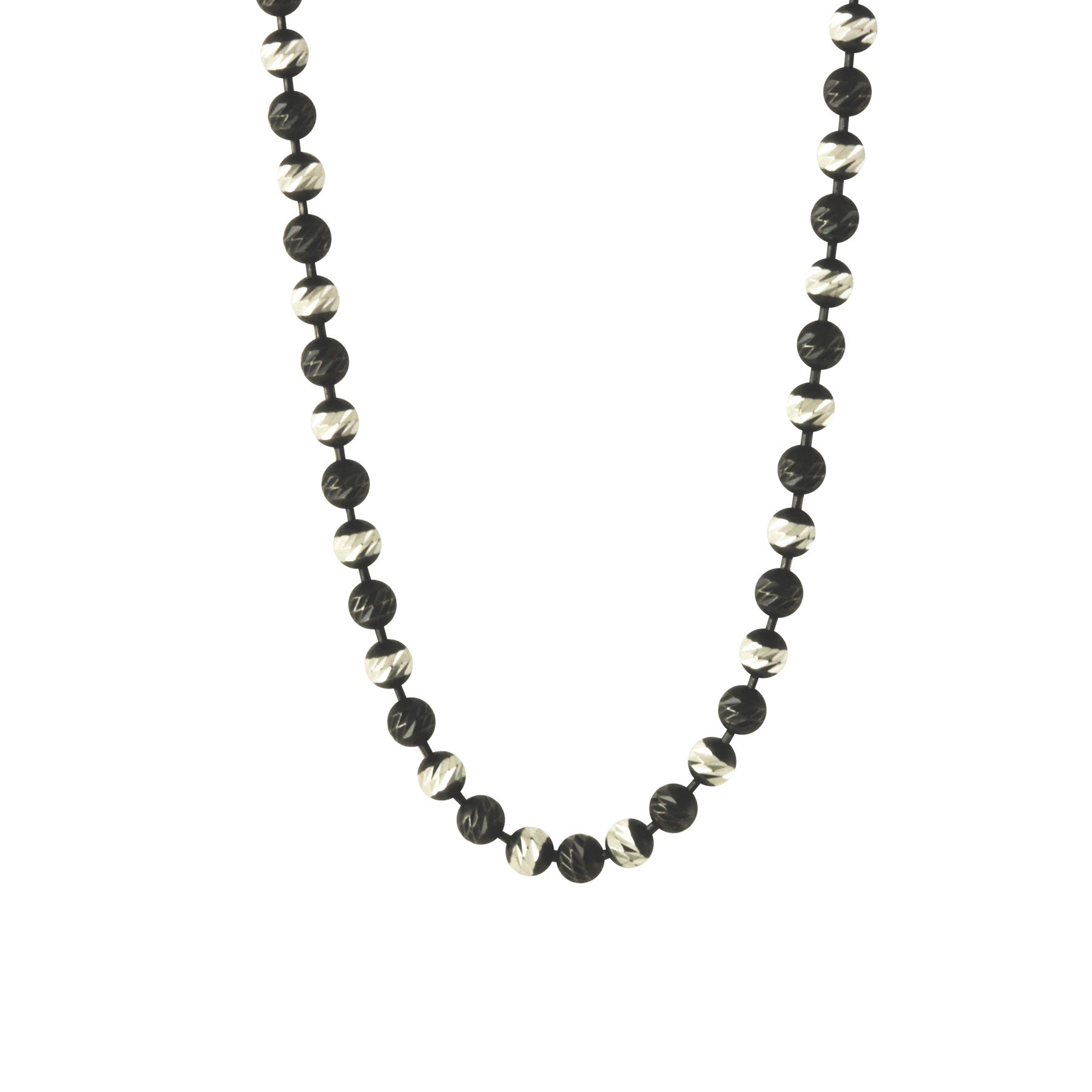 Black & White Sterling Silver Beaded Chain Necklace 16 - 24 inch Sterling Silver / 24 inch