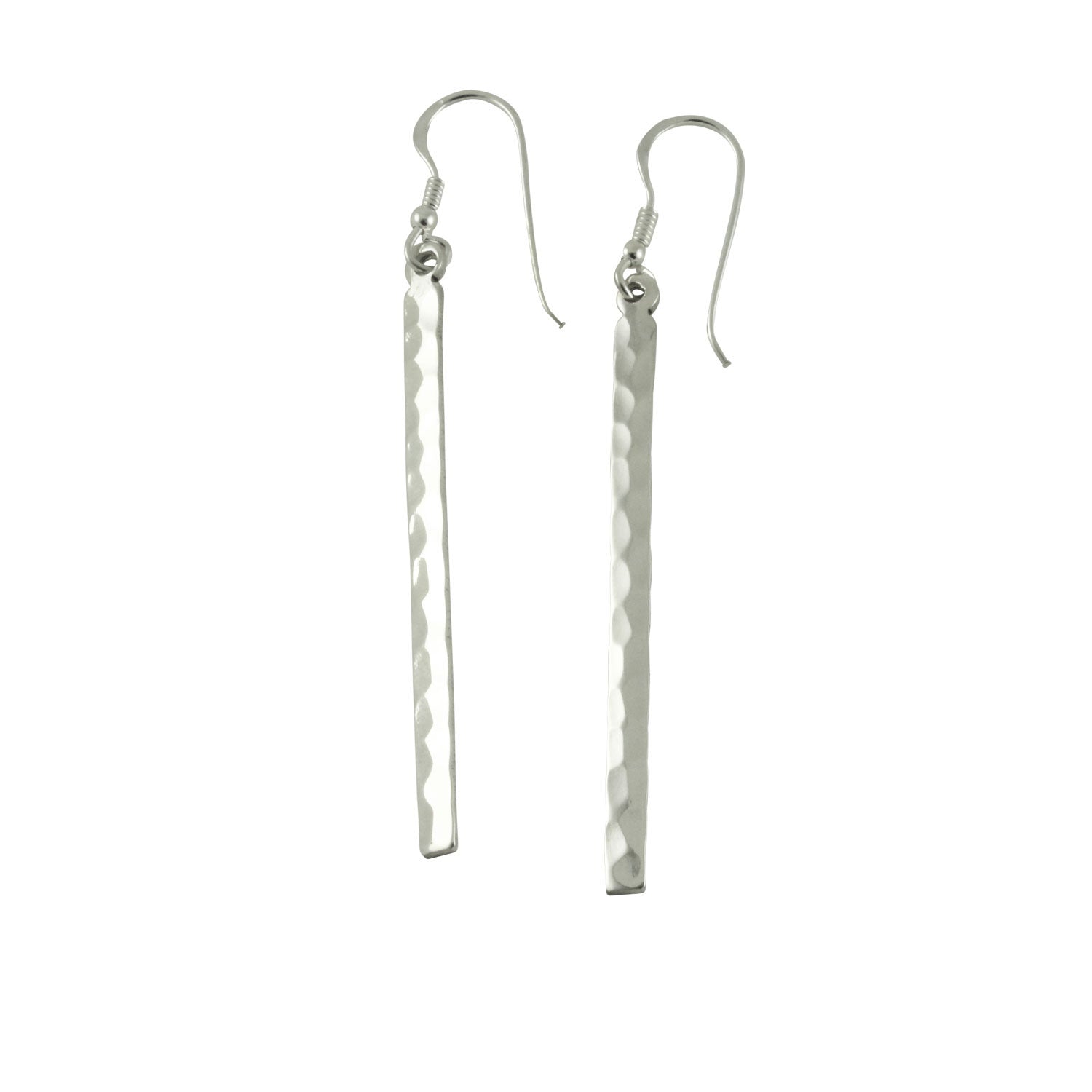 Sterling Hammered Bar Dangle Drop Earrings