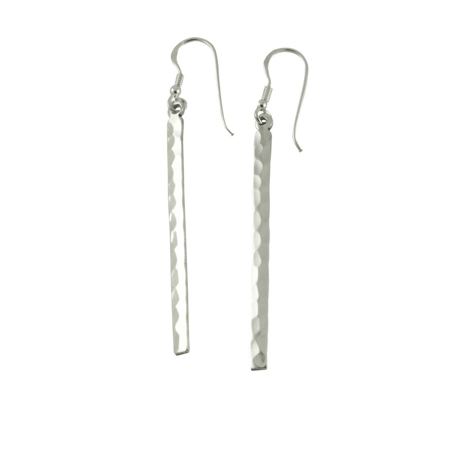 Sterling Hammered Bar Dangle Drop  Earrings