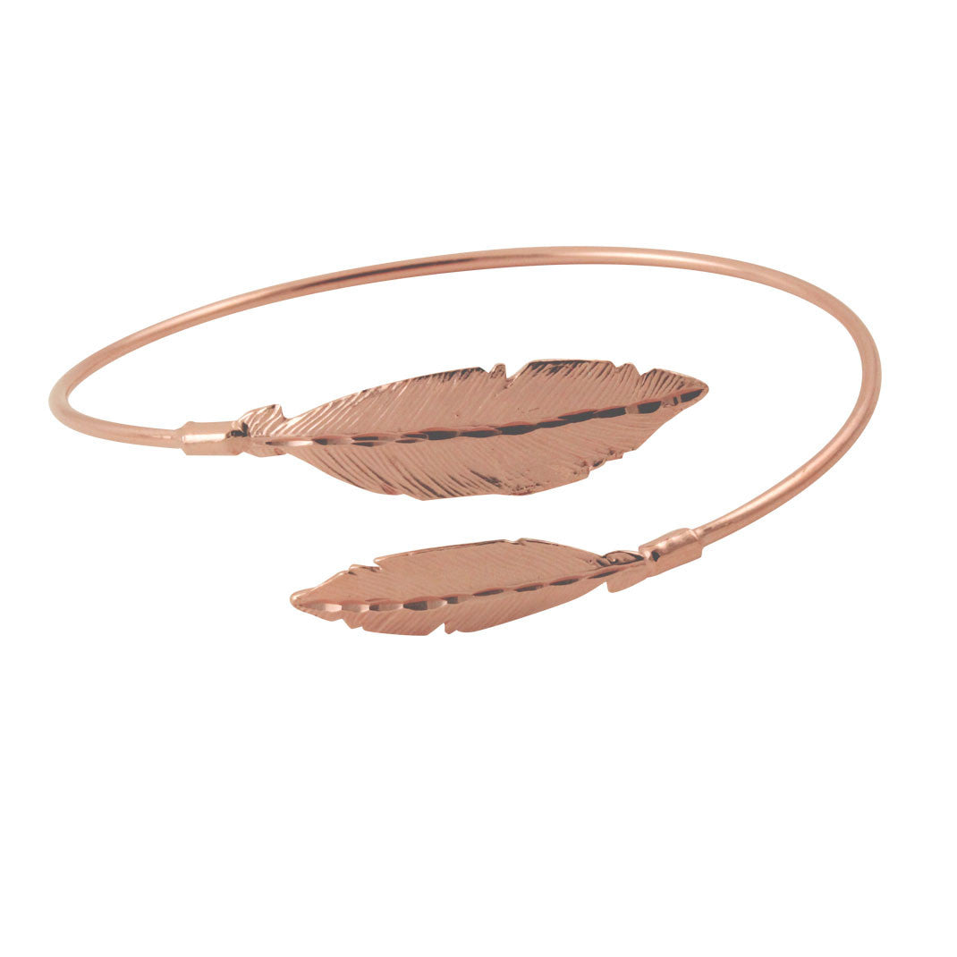 Rosy Feather Bangle Cuff Bracelet