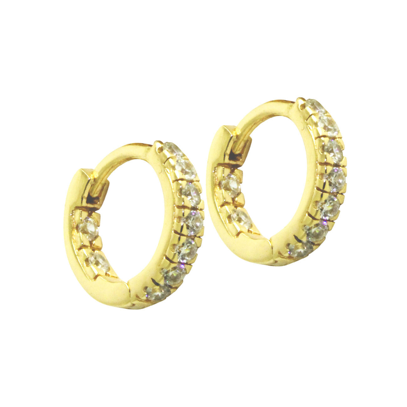 Sterling CZ Huggie Mini Hoops Earrings "Inside Outside"