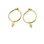 Sterling Silver Small Hoop Earrings with Pearl Drops