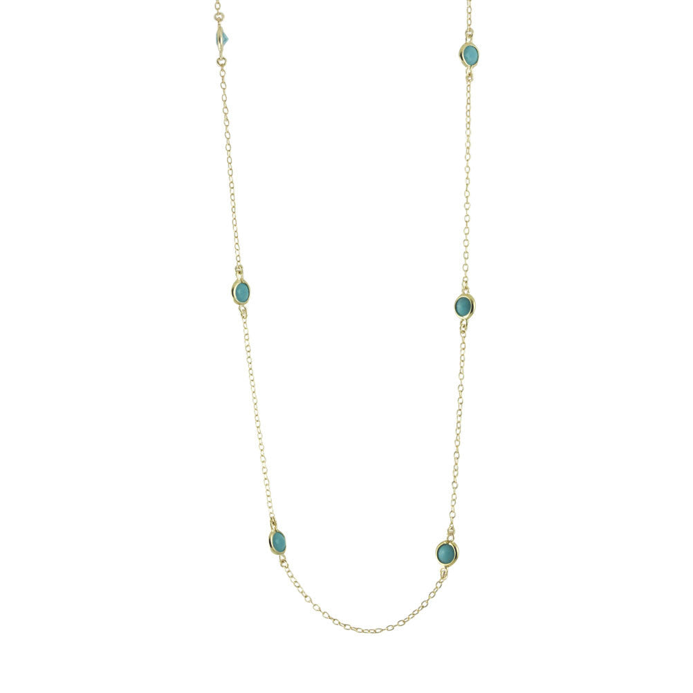 Gold-Dipped "Turkoise Dots" Station Necklace