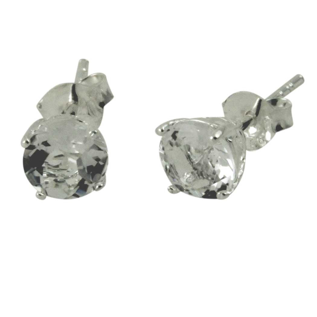 Sterling White Topaz Stud Earrings
